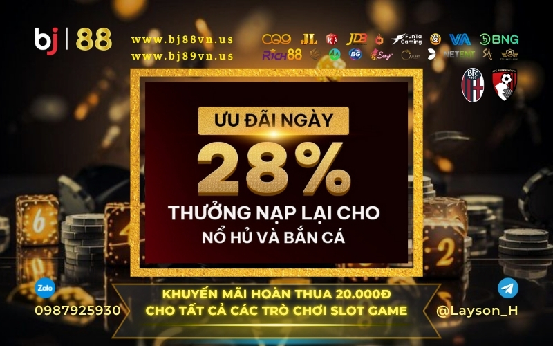 Thưởng Nạp Lại Hàng Ngày 28% Cho Bắn Cá Và Slot Game