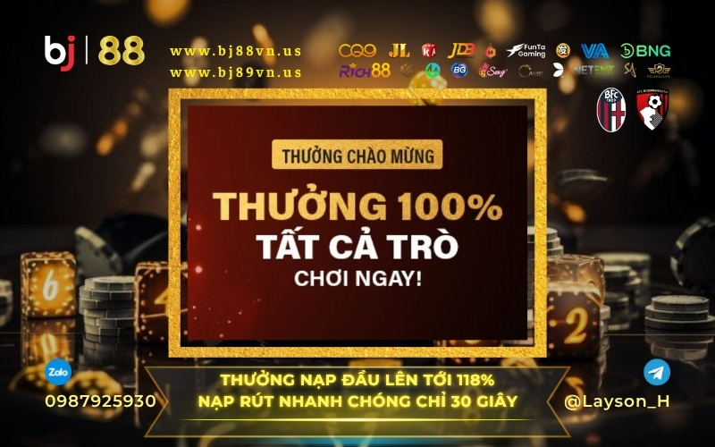 Khuyến Mãi Thưởng Nạp Đầu 100% Tại Nhà Cái BJ88